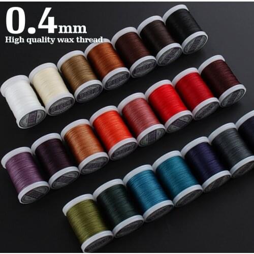 0.4mm Non-Split Strand Round Coated Waxed Thread Polyester Cord Strings for Repair Shoes Boot Leather Craft Sewing DIY 22 Colors