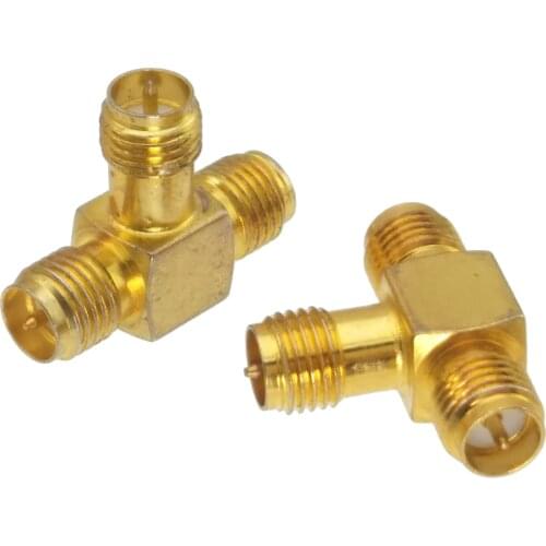 RP-SMA female to two RP-SMA female plug triple T in series adapter connector 3 way