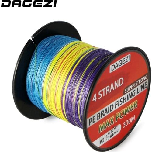 DAGEZI 10-80LB mix color PE Braided Fishing Line With Gift 4 strand 300m Super Strong Multifilament Braided fishing lines
