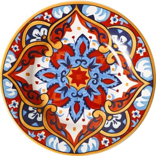 Underglaze ceramic tableware Bohemian style domestic dishes Creative Western dishes Cake dessert plate steak plate