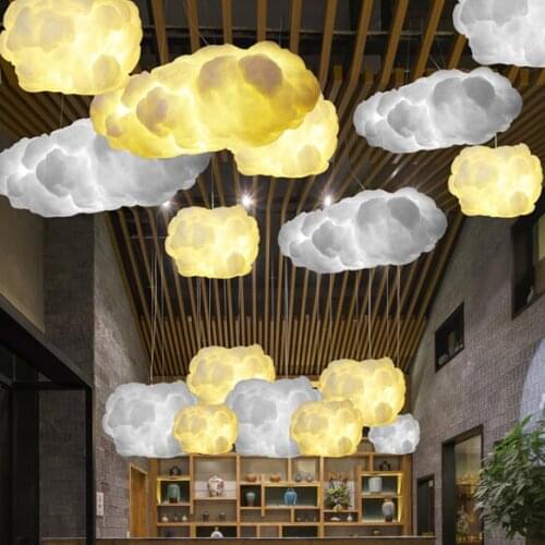 White Clouds Hanging Lights Cotton Floating Cloud Droplight Modern Pendant Light Fixture Home Indoor Lighting Lustres AC90V-260V