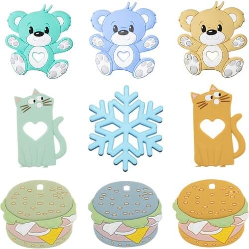 DIY Baby Teether Toys Silicone Teether Food Grade Silicone Pandents Necklace Teething Toys for Newborn New Year Gift