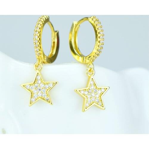 Zircon five-pointed star earrings star earrings Korean femininity micro-ins inlaid zircon celestial earrings