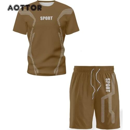 Mens Quick Dry Casual Jogging Tracksuit Summer Letter Printed Leisure Male Tshirts 2 Piece Outfit Set Casual Tops Tees Clothing