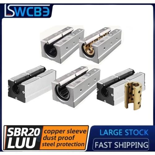 Lengthene standard open type box-type linear slider bearing SBR20LUU, copper sleeve plus dustproof-L, steel protection-L