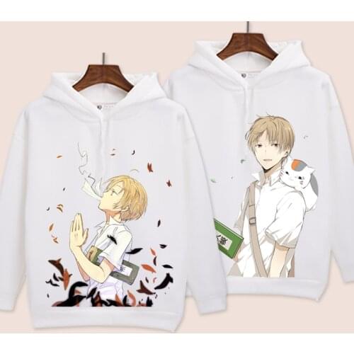 Natsumes Book of Friends Cosplay Hoodie Natsume Yuujinchou Madara Hoodies Cartoon Cat Print Fleece Sweatshirts Pullover Costume