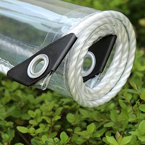 Waterproof Transparent PVC Tarpaulin With Eyelets Weatherproof Foldable Rain Cover Garden Furniture Plants Greenhouse Pet 0.35mm