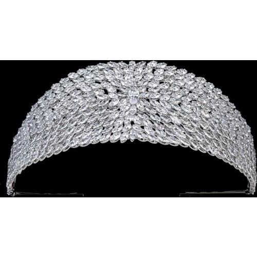 Tiaras and Crown HADIYANA Gorgeous Women Wedding Hair Jewelry Party Headband Top Qualtity Zirconia BC5143 Corona Princesa