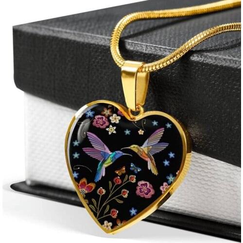 Heart Shape Women Pendant Necklace Flower Birds Vintage Jewelry Necklaces Party Beauty Collar Gold Silver Chains Pendants