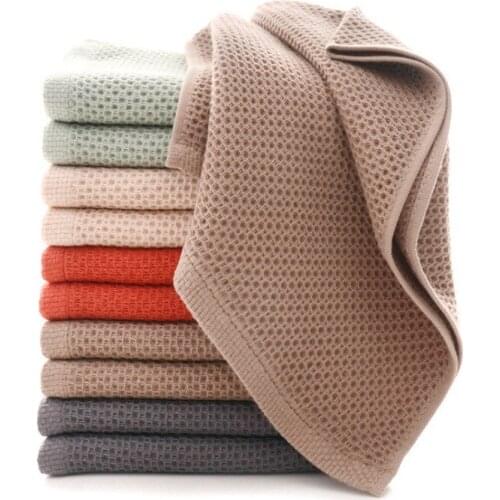 1pc Cotton Super Soft Honeycomb Towel Solid Color Super Absorbent Portable Hair Face Towels Travel Bathroom Towel for Home Hotel