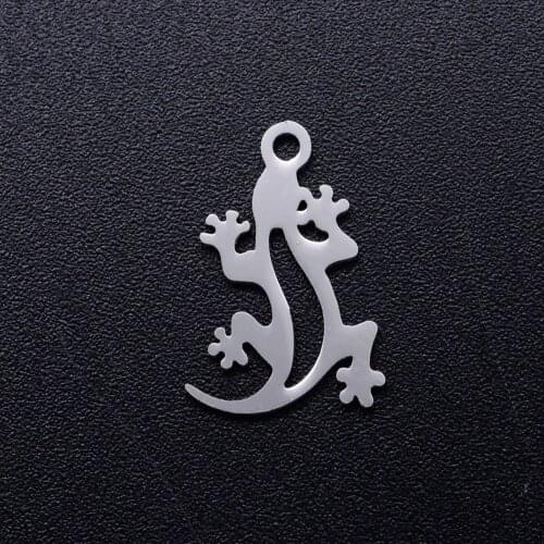 10pcs/lot 16*11mm Stainless Steel Gecko Chameleon Pendant Bracelet Charms DIY Jewelry Making Handicraft Accessories Wholesale