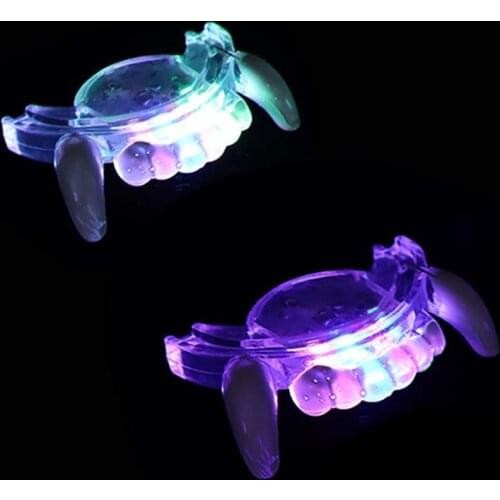2pcs Flashing LED Light Up Vampire Bucktooth Mouth Braces Piece Glow Teeth Tooth Mouthpiece Rave Halloween Rave Gift Adult Kids