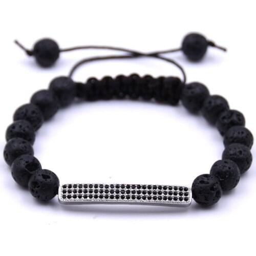 2021 Luxury CZ Wei Mi Hao Stone Jewelry Black Natural Lava Stone Bead Bracelet Charm Man Rope Chain Bracelet Men