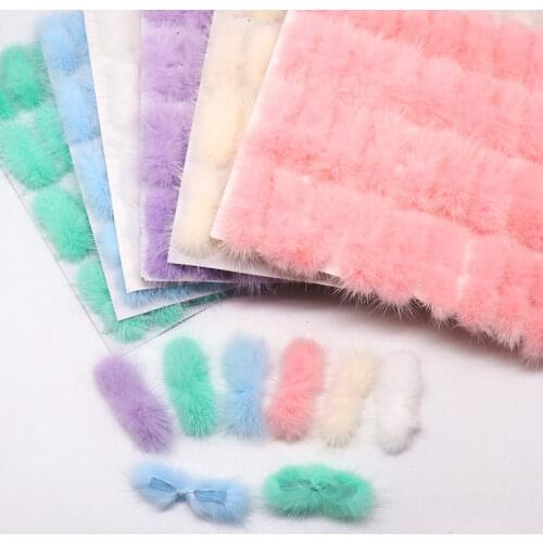 40pcs Fur Pompom Bowknot 7cm*3cm Soft Mink Pom Poms DIY Material Hair Bow Tie Accessories Clothing Shoes Hats Supplies