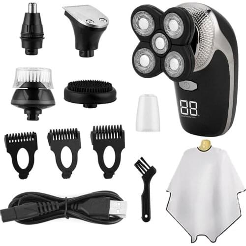 5 In 1 Men Electric Shaver Rechargeable Five Blade Floating Heads Razor Shaving Beard Trimmer Nose Ear Hair Trimmer Face Brush