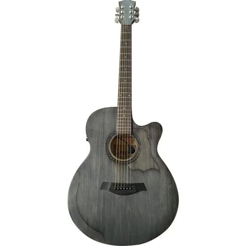 New design grey-green pull silk acoustic electric guitar 40 inch matte finish 6 string folk guitar with microphone EQ