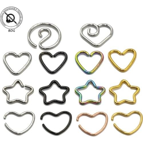 BOG-4PCS Surgical Steel Daith Heart Star Yingyang Ear Tragus Ear Cartilage Helix Earring Body Piercing Fine Jewelry 16G