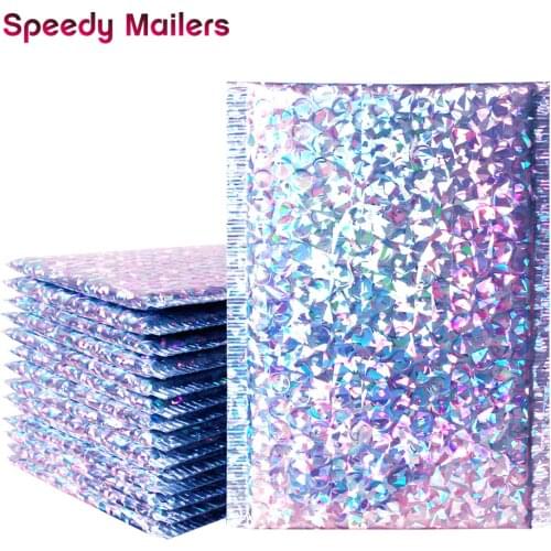 Speedy Mailers 17 Sizes 10PCS/Pack Shipping Bubble Mailers Laser Silver Padded Envelopes Gift Bag Bubble Mailing Envelope Bag