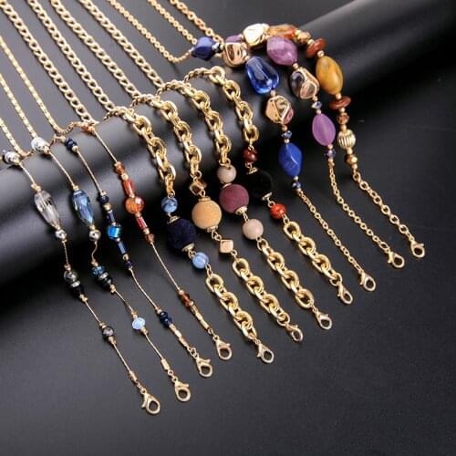Kissme Sunglasses Chains For Women Multicolored Irregular Acrylic Beads Pompon Gold Color Eyeglass Mask Chain Wholesale 2021 New