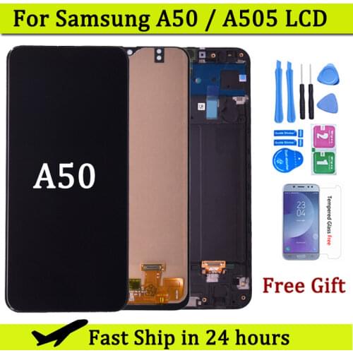AAA Display For Samsung Galaxy A50 SM-A505FN/DS A505F/DS A505 LCD Touch Screen Digitizer With Frame For Samsung A50 lcd