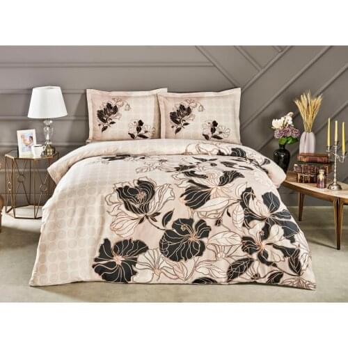 Crown Sharon Satin Double Bed Duvet cover set Cappuccino