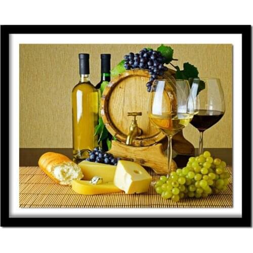 Kai Ping Mei Park Diamond Embroidered Glasses and Fruit Grape Diamond Digital Painting Decoration Kitchen Sticker YC23