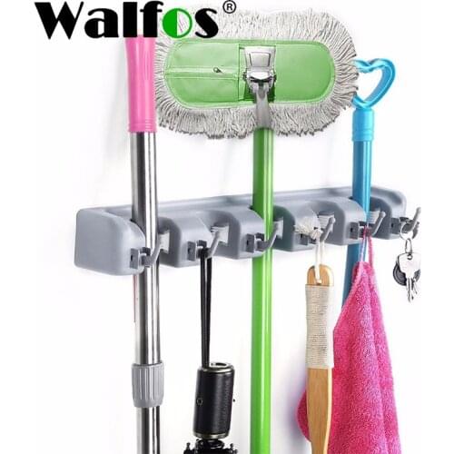 WALFOS Kitchen Organizer Wall Mounted Kitchen Shelf Storage Holder for Mop Brush Broom Mops Hanger Organizer Too