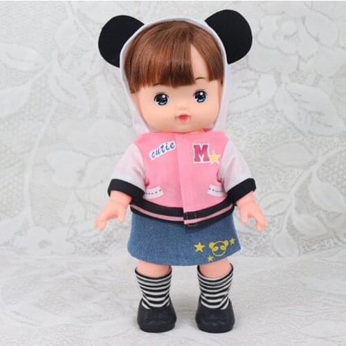 25cm dollclothes Mellchan doll clothes accessories panda clothes jacket skirt socks three-piece suit girl gift baby clothes