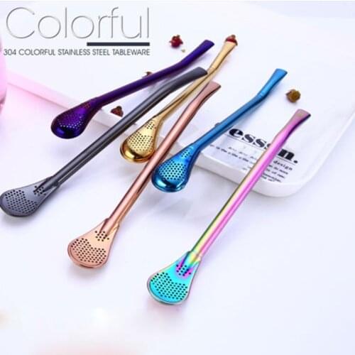 Reusable Stainless Steel Straw Drinking Straw Spoons Bubble Tea Milkshake Straw For Outdoor Travel Bar Accessories