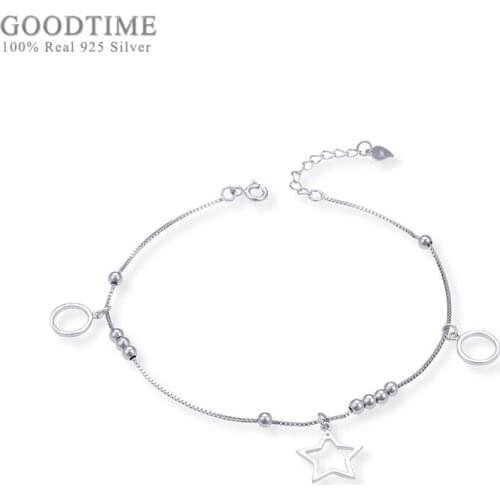 Fashion Women Anklet 925 Sterling Silver Fresh Star Circle Beaded Fresh Anklet To Lady Girl Decoration Jewelry Foot Accessories