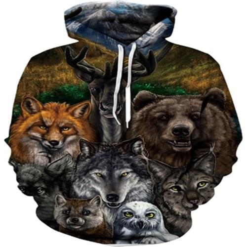 Mens Pullover Hoodie Forest Animal Sweatshirt 3D Print Hoodie 3D Print Hoodie Sweatshirt Long Sleeve Loose