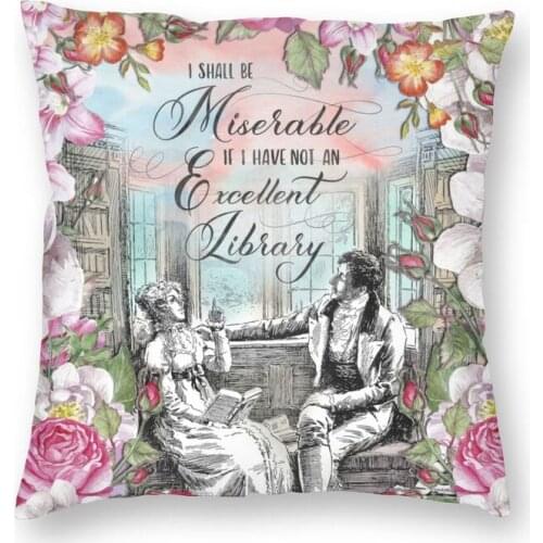 Pride And Prejudice Library Jane Austen Cushion Cover Printing Throw Pillow Case for Living Room Custom Pillowcase Decoration