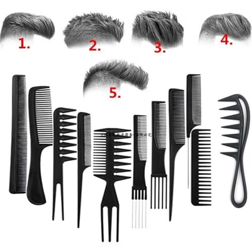 New Arrivals 11Pcs/Set Professional Hairdressing Combs Anti-Static Salon Barber Hair Combs Brush Set for Women Black Tail Comb