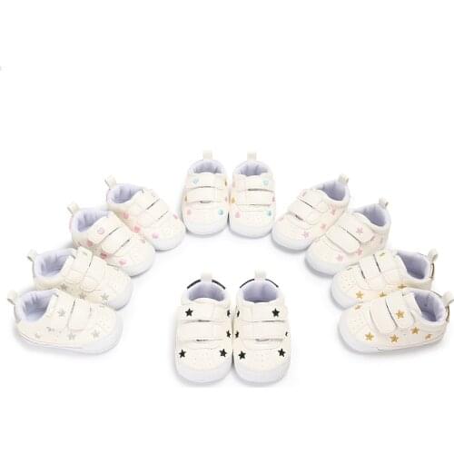 Prewalker Baby Stars Love Lovely Print Spring And Autumn Style Baby Flat Shoes 0-18 Months Newborn Bed Shoes Toddler Shoes