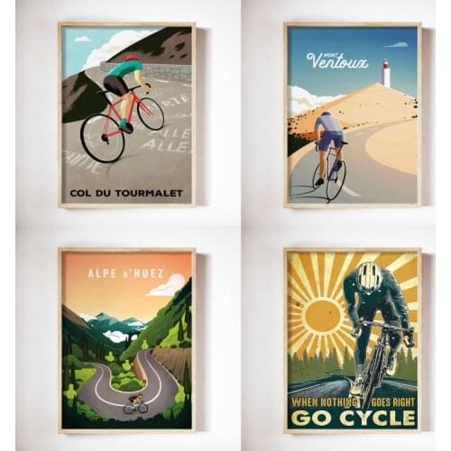 Print Col Du Tourmalet Bahomontes Vintage Poster Wall Art Picture Bicycle Canvas Prints and Posters Gift Room Home Decoration