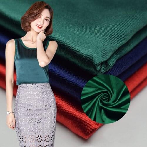 Thick 90% Polyester 10% Spandex Lycra Satin Fabric Weft Side Two Way Stretch Good Drapery For Dress T-shirt Trousers