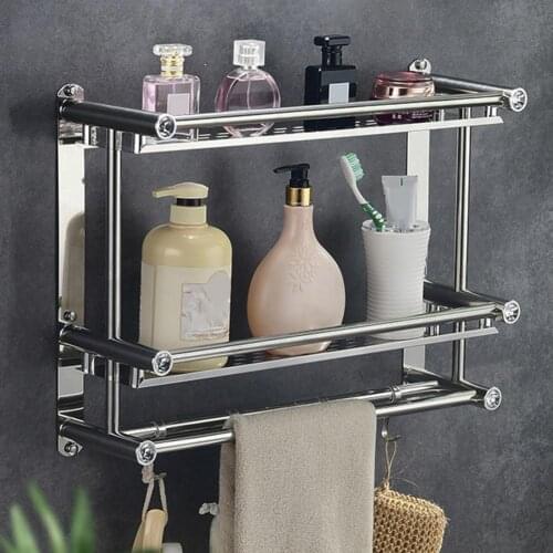 Storage Rack Hollow Design Double Layer Stainless Steel Height Increase Quick Drainage Storage Shelf for Home