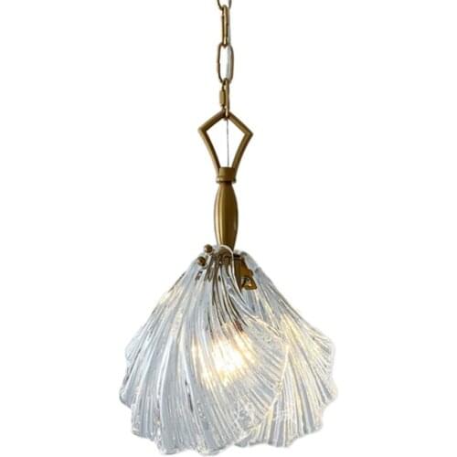Nordic modern shell glass single-head pendant lights living room dining bar Japanese corridor chain hanging lamps decor lighting
