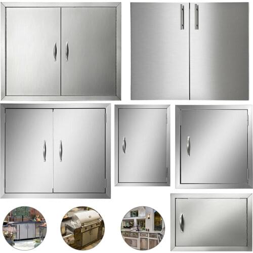 VEVOR Outdoor Kitchen BBQ Island 304 Stainless Steel Double Access BBQ Door Flush Mount Grilling Station Outside Cabinet Doors