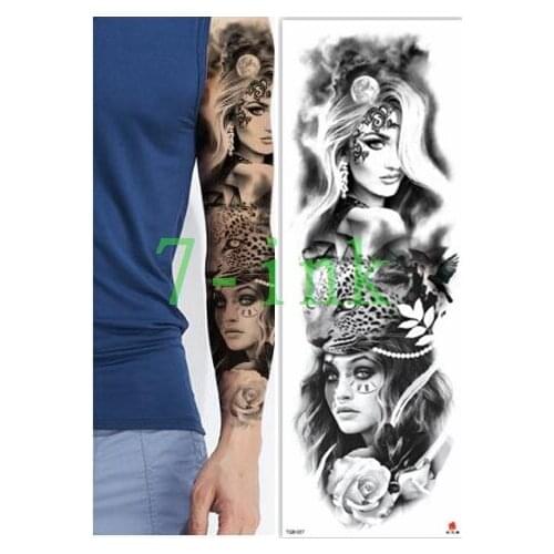 Waterproof Tattoos Sticker Full Arm flower Goddess eye mouth nose tattoo Water Transfer flash tatoo fake tattoo for men women