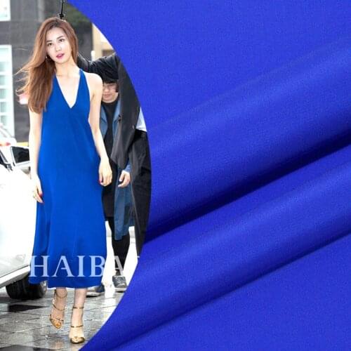 High-grade solid color heavy silk double crepe fabric 30mm blue clothing skirt shirt silk fabric wholesale silk cloth 114cm