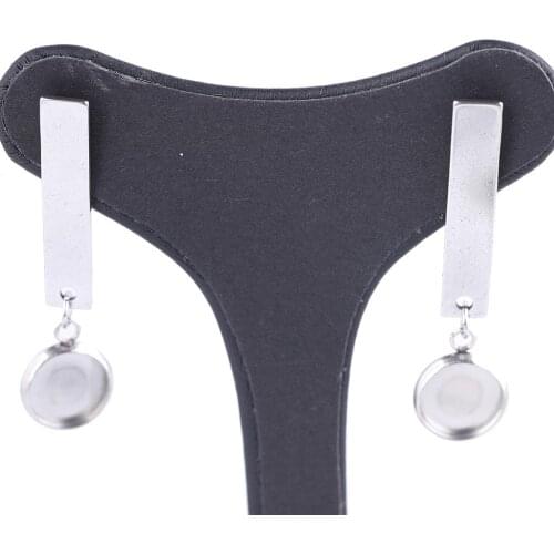 10pcs stainless steel post earring blanks findings 8mm dia cabochon earrings base setting bezel trays diy for jewelry making