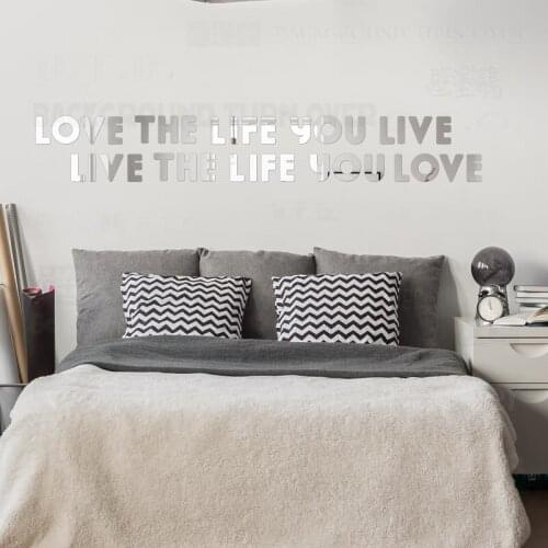 Mirror Wall Stickers Room Decoration Bedroom Decor Sticker Bathroom House Phrases Bob Marley Quote Love The Life You Live R005
