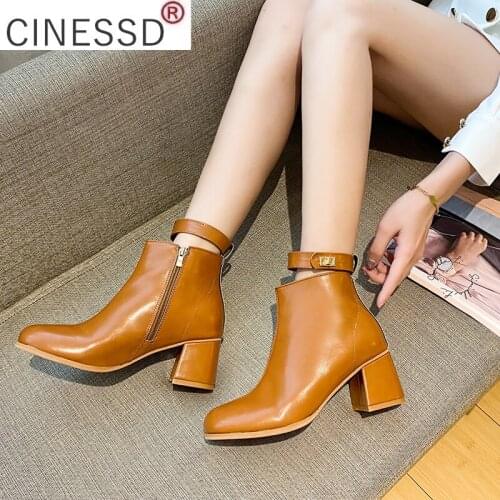 Autumn Winter Shoes Buckle Strap Women Ankle Boots Casual Ladies Shoes Snow Boot PU Leather Short Boots Med Heels Shoes