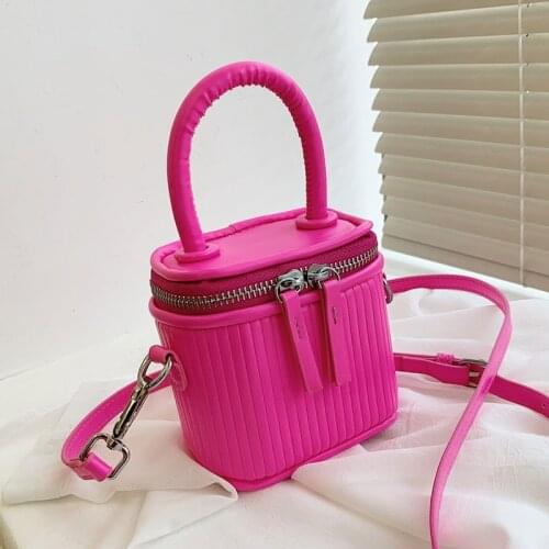 Women Bags Pu Leather Luxury Mini Box Handbag And Purses With Short Handle For Women 2021 Cute Phone Shoulder Crossbody Bag Pink