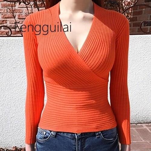 Sexy Winter Knitted Sweater V Neck Cashmere Sweater Female 2020 Women Sweaters And Pullovers Autumn Long Sleeve Sweater Jumper
