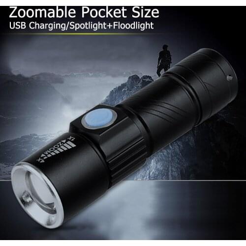 Zoom USB Rechargeable LED Flashlight Q5 Handy Torch Light Hunting MTB Bike Bicycle Cycle Head Front Light Biking Camping Hiking