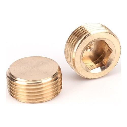 1/8" 1/4" 3/8" 1/2" 3/4" 1" BSPT NPT Male Thread Brass Pipe Fitting Internal Hex Head Socket Pipe Plug