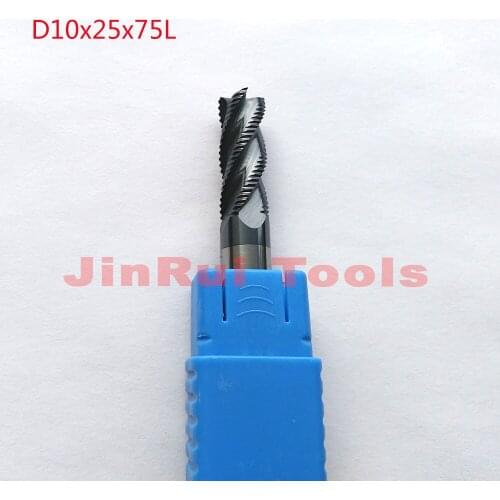 1pc 10mm D10*25*D10*75 HRC45 4 Flutes Solide Carbide Roughing End Mills CNC Router bit milling cutter Tools knife fresa