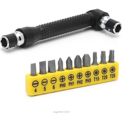 10 in 1 Socket Screwdriver L-shaped Angle Head Twin Wrench Driver Torx Flat Bit D03 20 Dropship